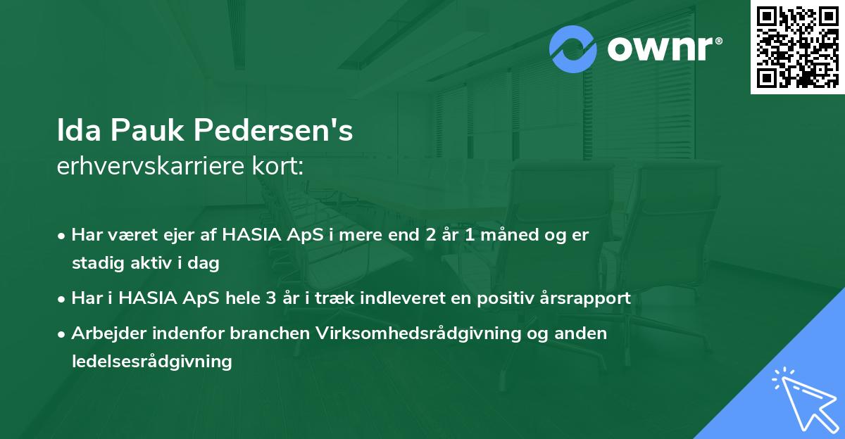 Ida Pauk Pedersen's erhvervskarriere kort