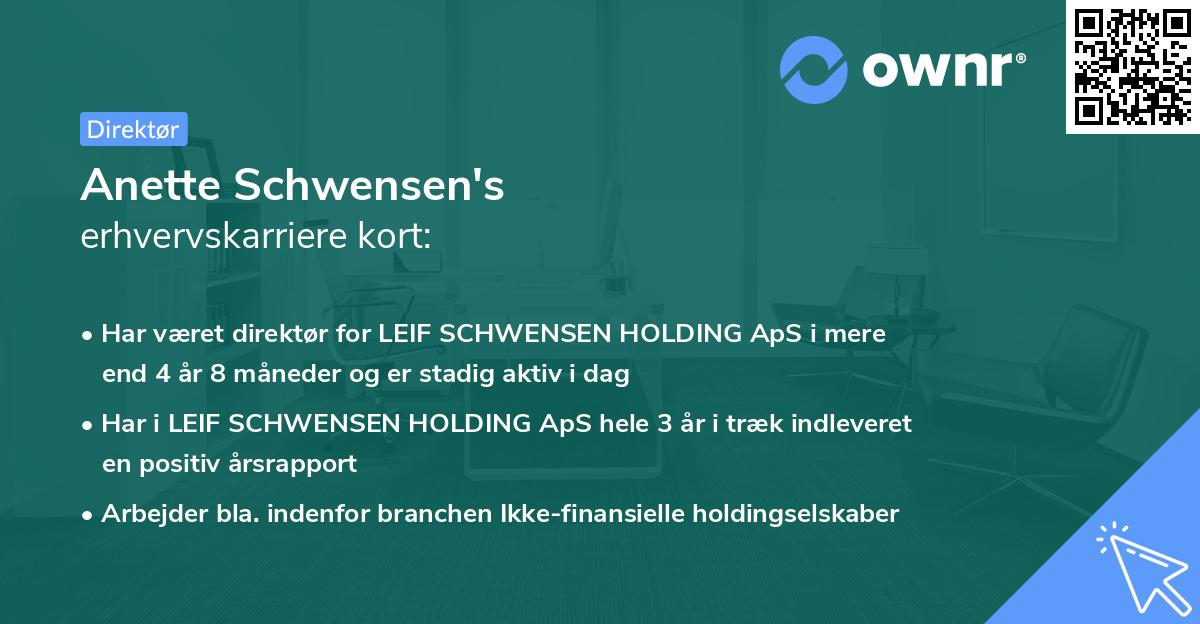 Anette Schwensen's erhvervskarriere kort