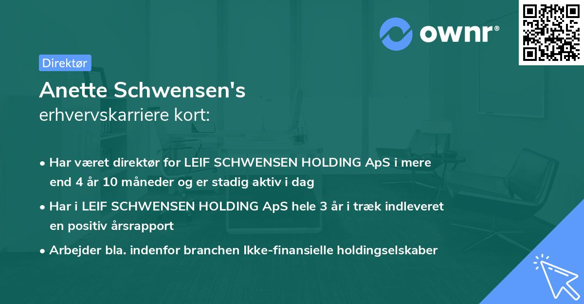 Anette Schwensen's erhvervskarriere kort