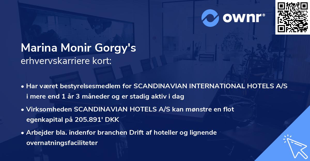 Marina Monir Gorgy's erhvervskarriere kort