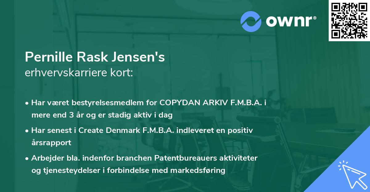 Pernille Rask Jensen's erhvervskarriere kort