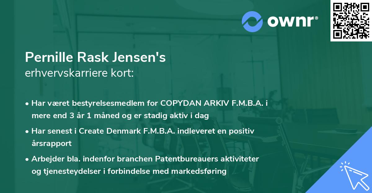 Pernille Rask Jensen's erhvervskarriere kort