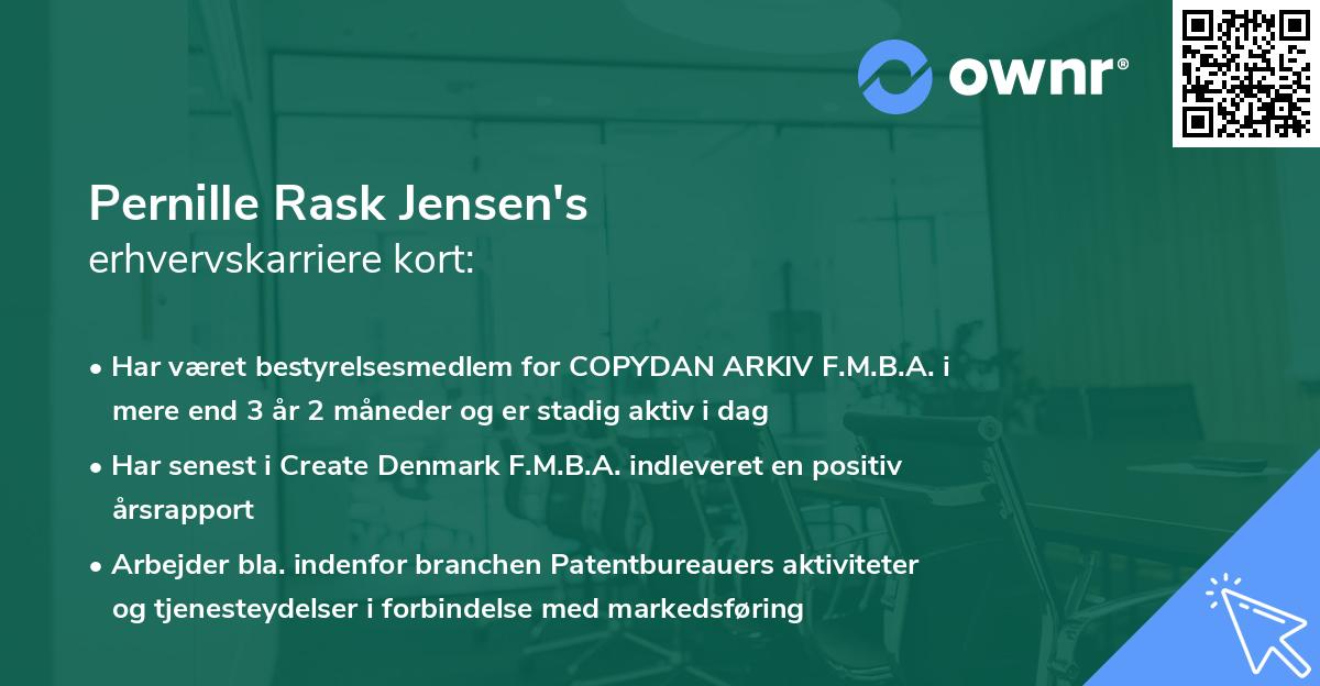 Pernille Rask Jensen's erhvervskarriere kort