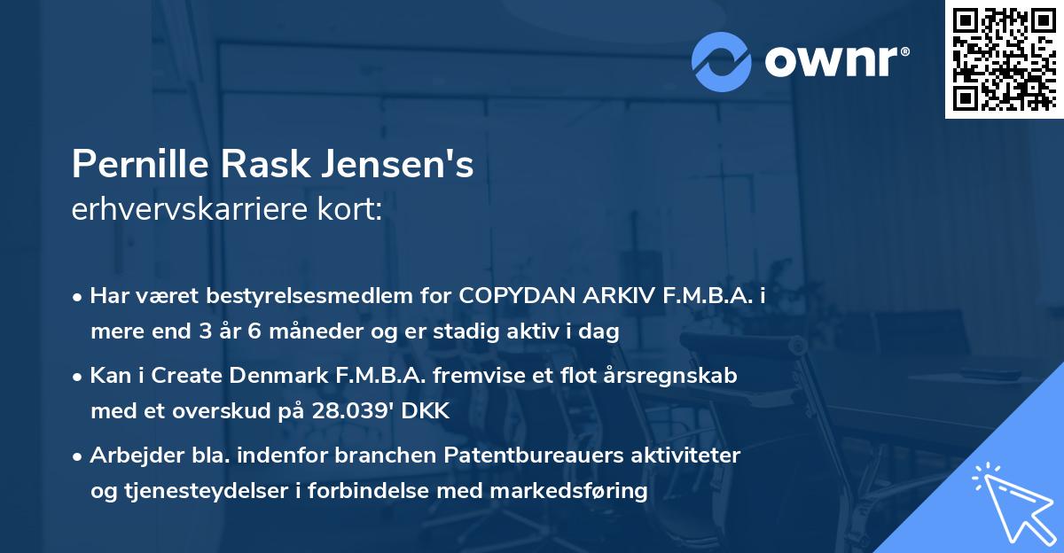 Pernille Rask Jensen's erhvervskarriere kort