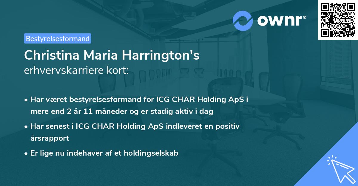 Christina Maria Harrington's erhvervskarriere kort