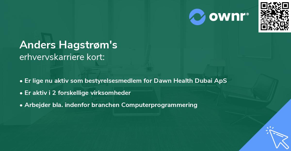 Anders Hagstrøm's erhvervskarriere kort