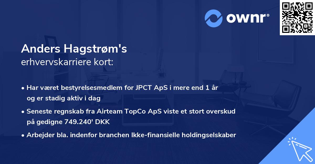Anders Hagstrøm's erhvervskarriere kort