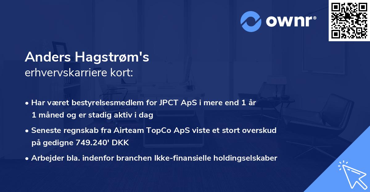 Anders Hagstrøm's erhvervskarriere kort
