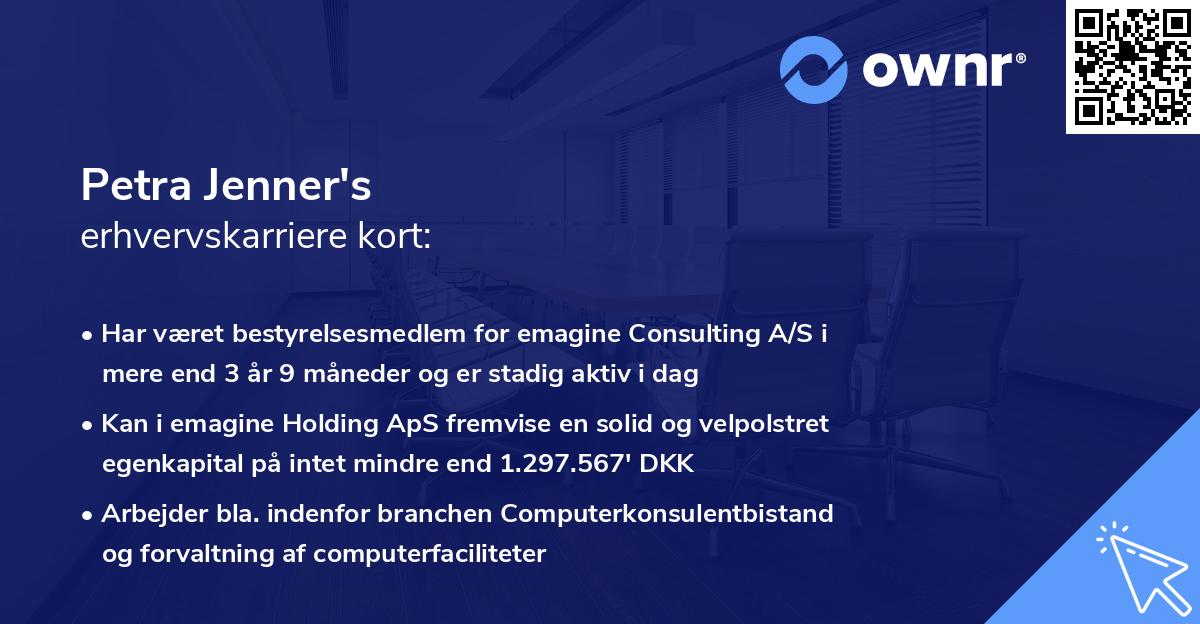 Petra Jenner's erhvervskarriere kort