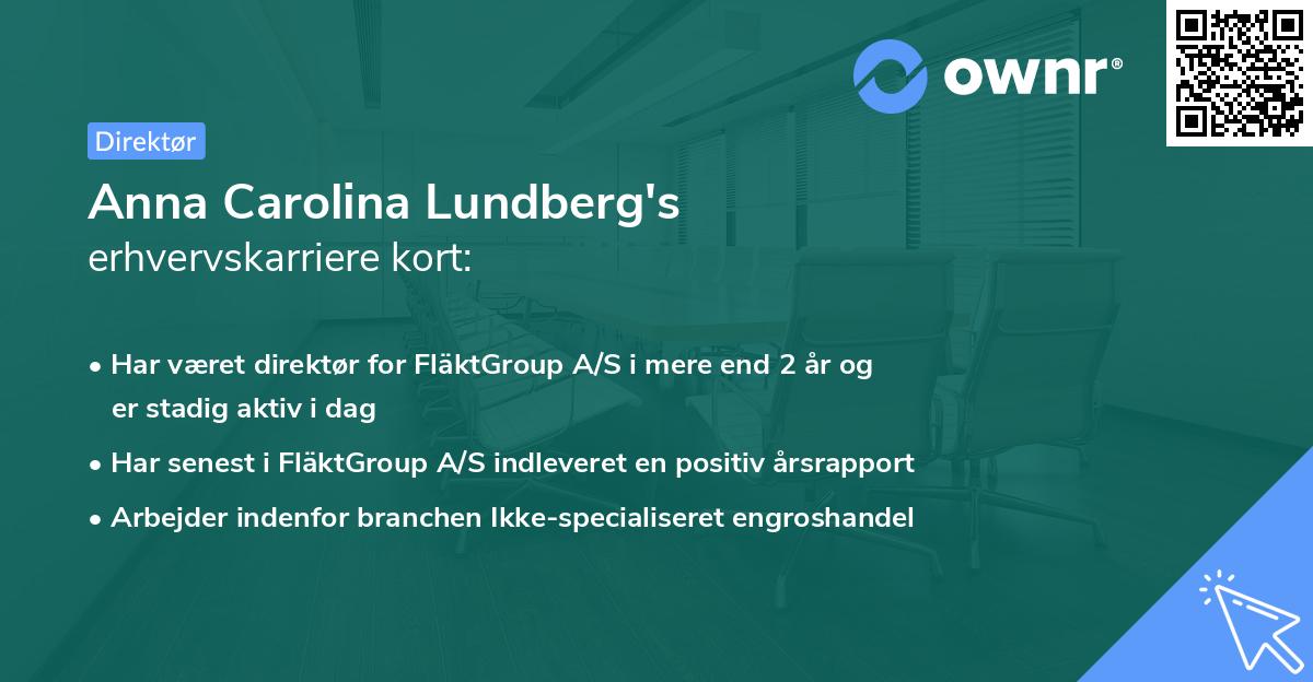 Anna Carolina Lundberg's erhvervskarriere kort