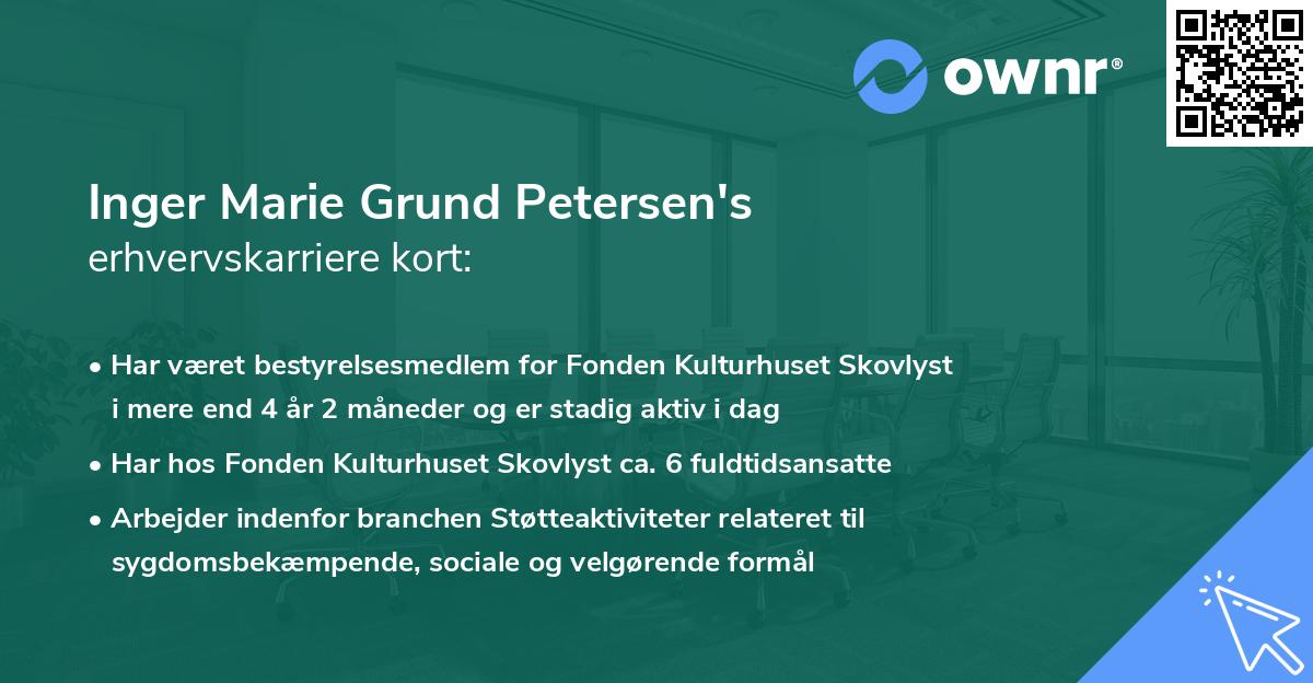 Inger Marie Grund Petersen's erhvervskarriere kort