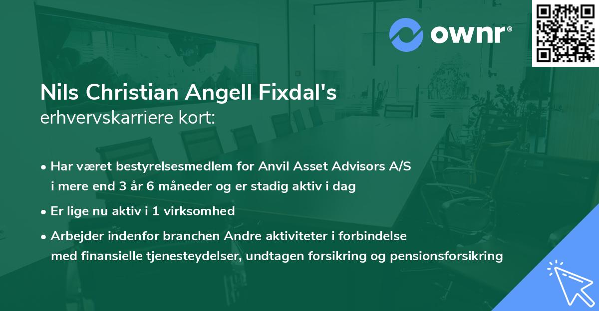 Nils Christian Angell Fixdal's erhvervskarriere kort