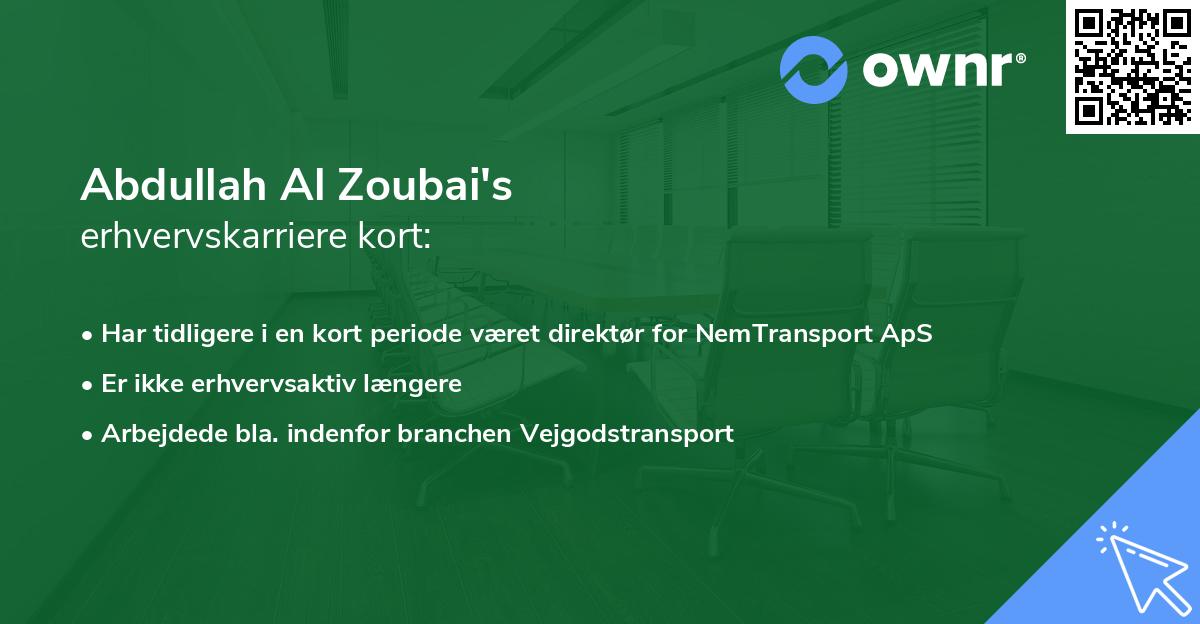 Abdullah Al Zoubai's erhvervskarriere kort