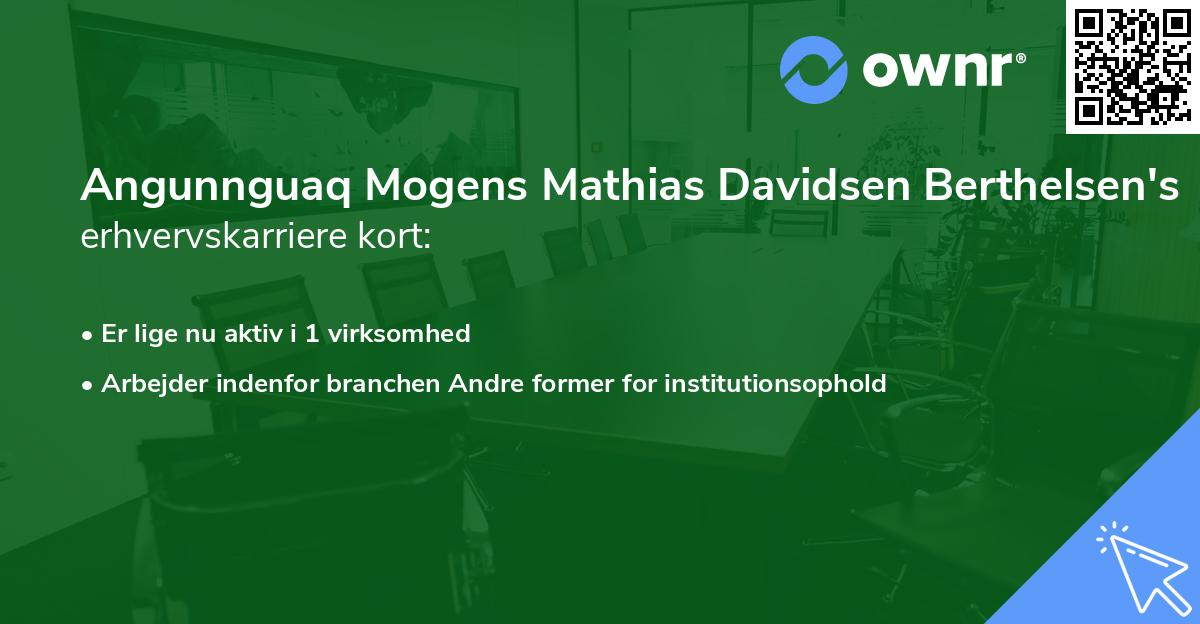 Angunnguaq Mogens Mathias Davidsen Berthelsen's erhvervskarriere kort