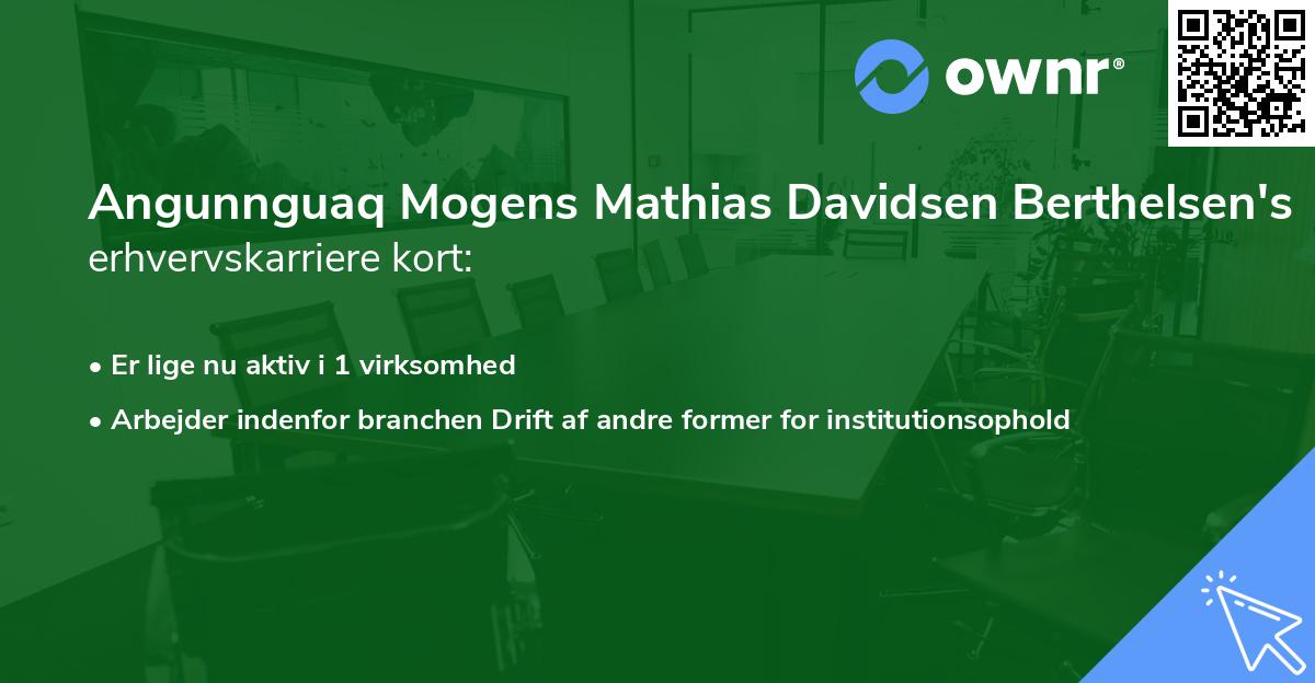 Angunnguaq Mogens Mathias Davidsen Berthelsen's erhvervskarriere kort