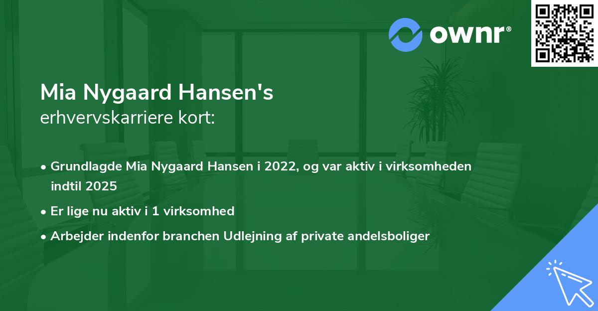 Mia Nygaard Hansen's erhvervskarriere kort