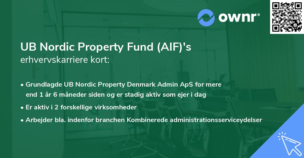 UB Nordic Property Fund (AIF)'s erhvervskarriere kort