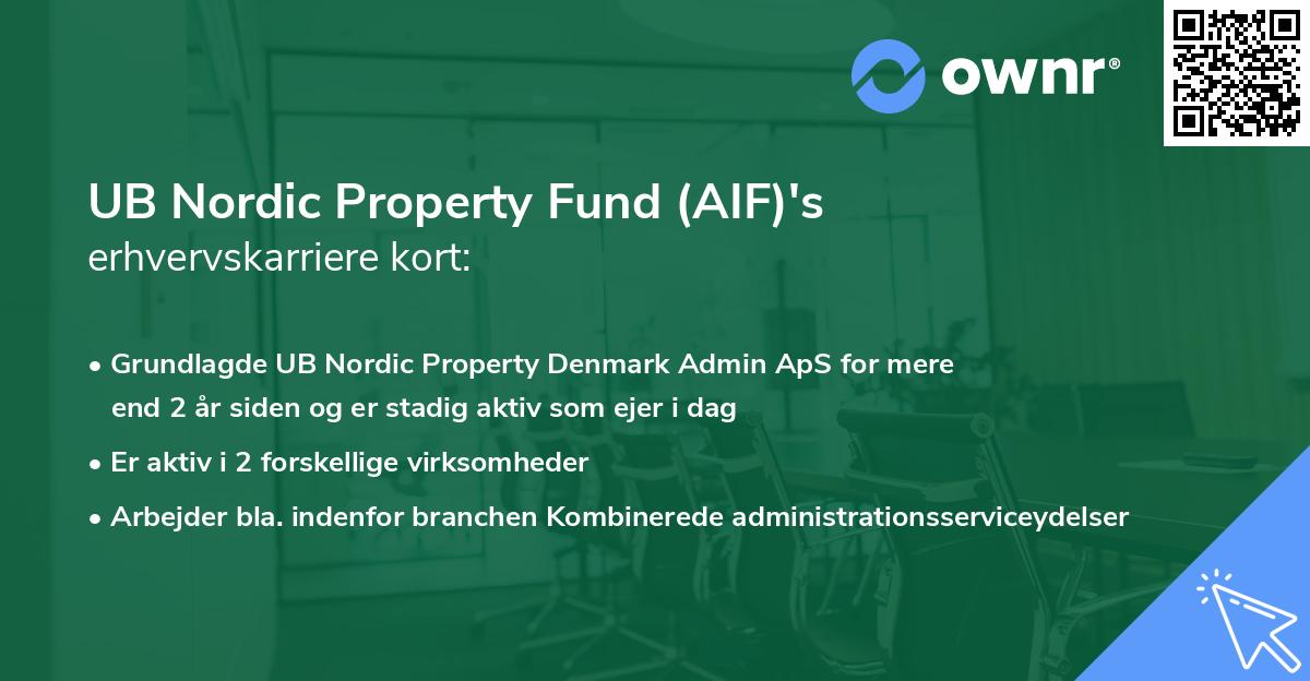 UB Nordic Property Fund (AIF)'s erhvervskarriere kort