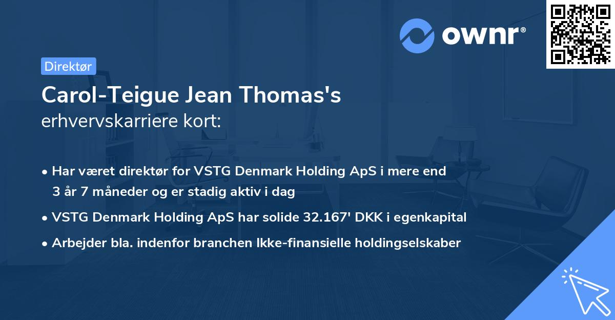 Carol-Teigue Jean Thomas's erhvervskarriere kort