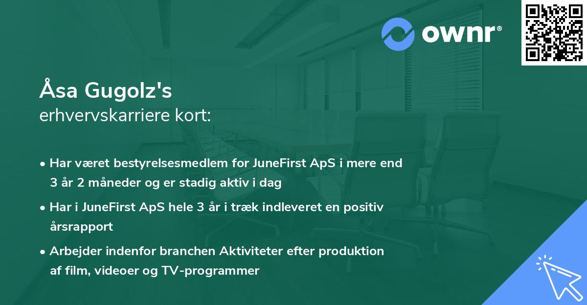 Åsa Gugolz's erhvervskarriere kort