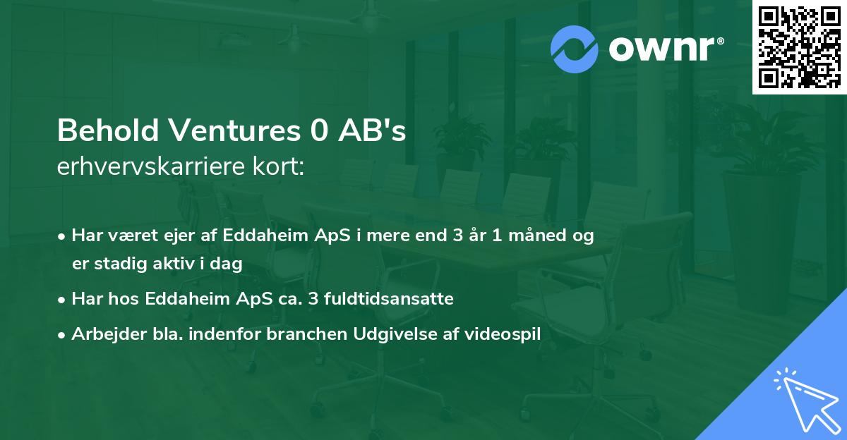 Behold Ventures 0 AB's erhvervskarriere kort