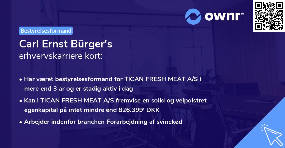 Carl Ernst Bürger's erhvervskarriere kort