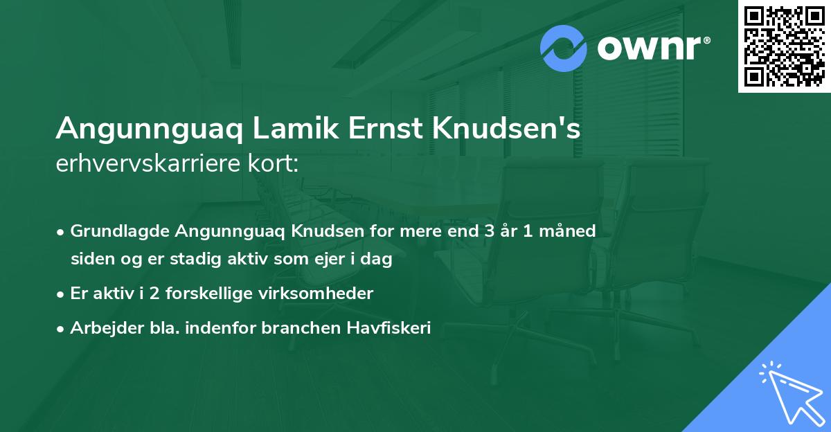 Angunnguaq Lamik Ernst Knudsen's erhvervskarriere kort