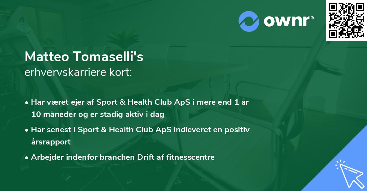 Matteo Tomaselli's erhvervskarriere kort