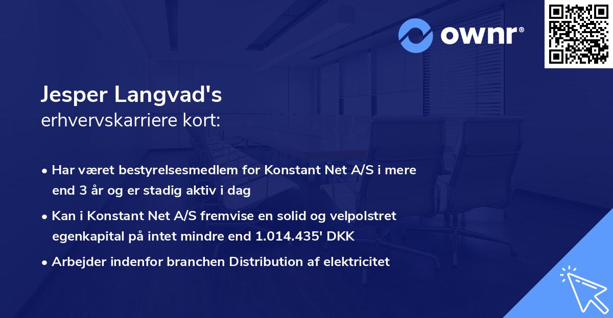 Jesper Langvad's erhvervskarriere kort