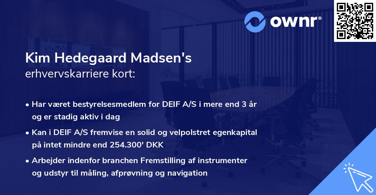 Kim Hedegaard Madsen's erhvervskarriere kort