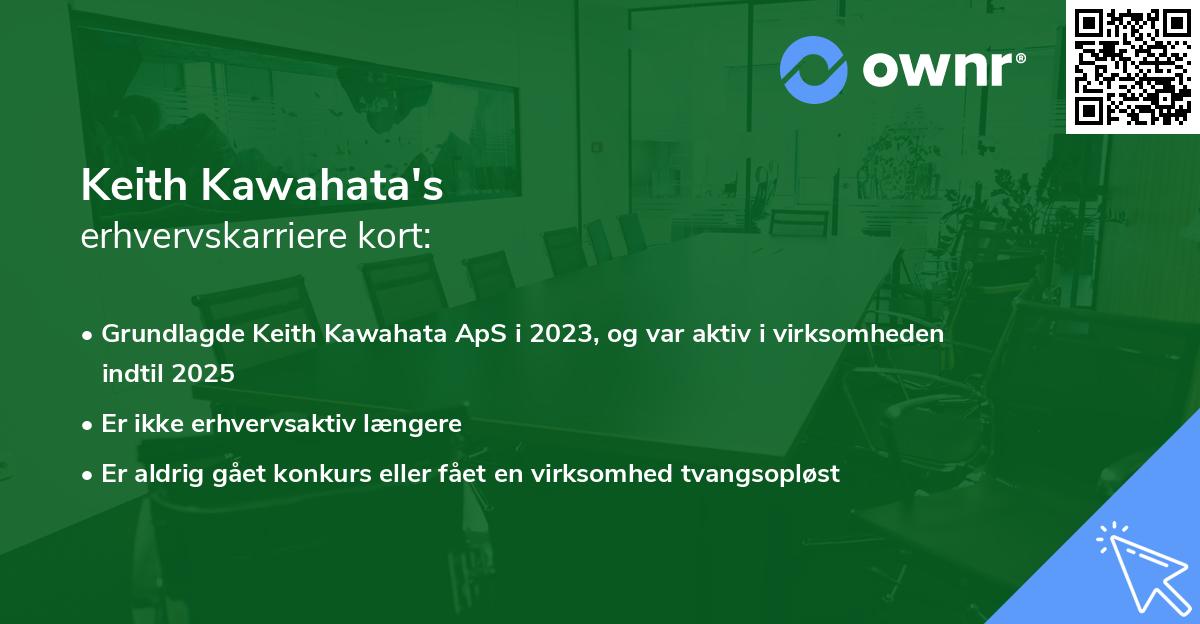 Keith Kawahata's erhvervskarriere kort