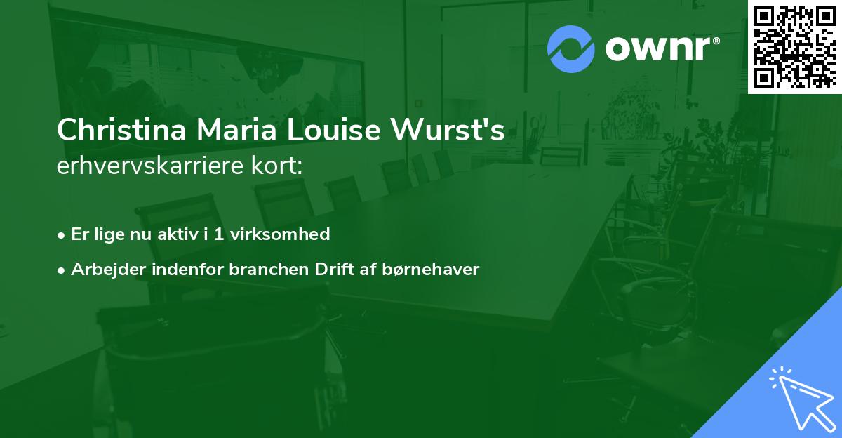 Christina Maria Louise Wurst's erhvervskarriere kort