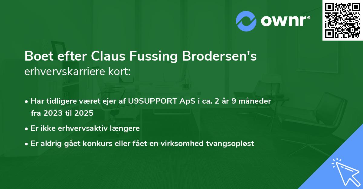 Boet efter Claus Fussing Brodersen's erhvervskarriere kort