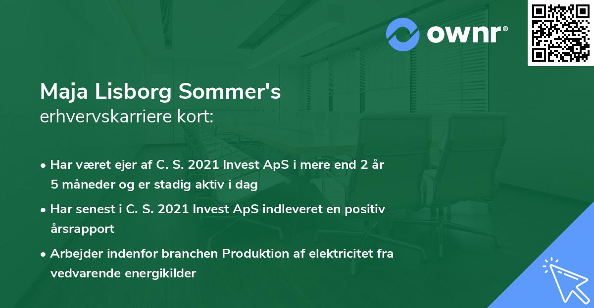 Maja Lisborg Sommer's erhvervskarriere kort