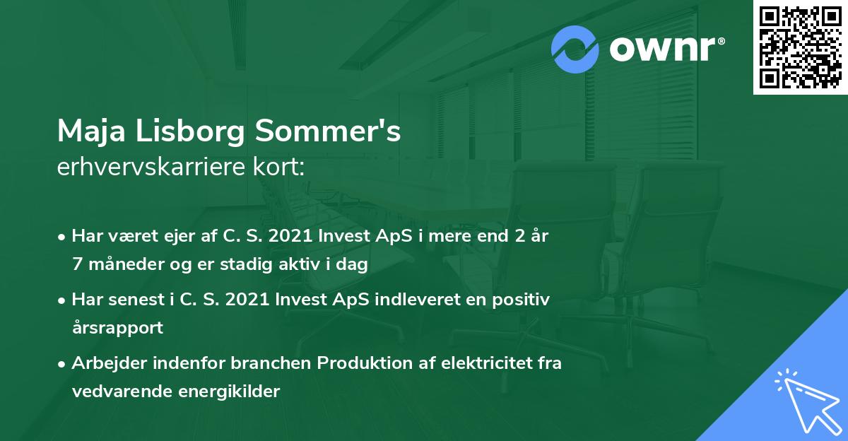 Maja Lisborg Sommer's erhvervskarriere kort