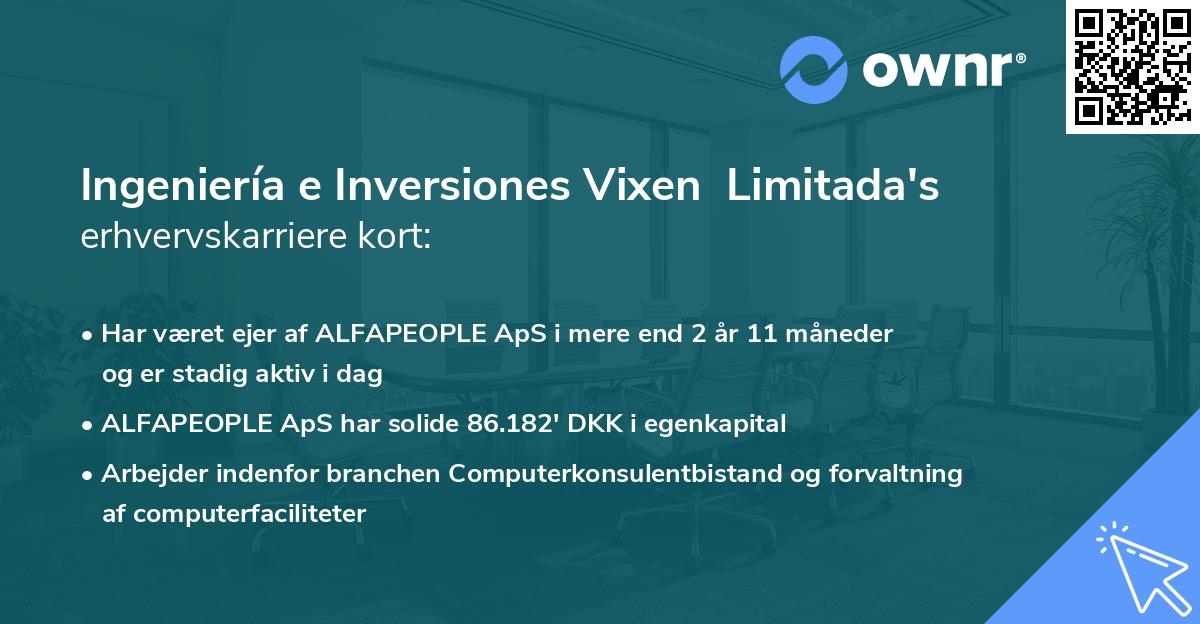 Ingeniería e Inversiones Vixen Limitada's erhvervskarriere kort