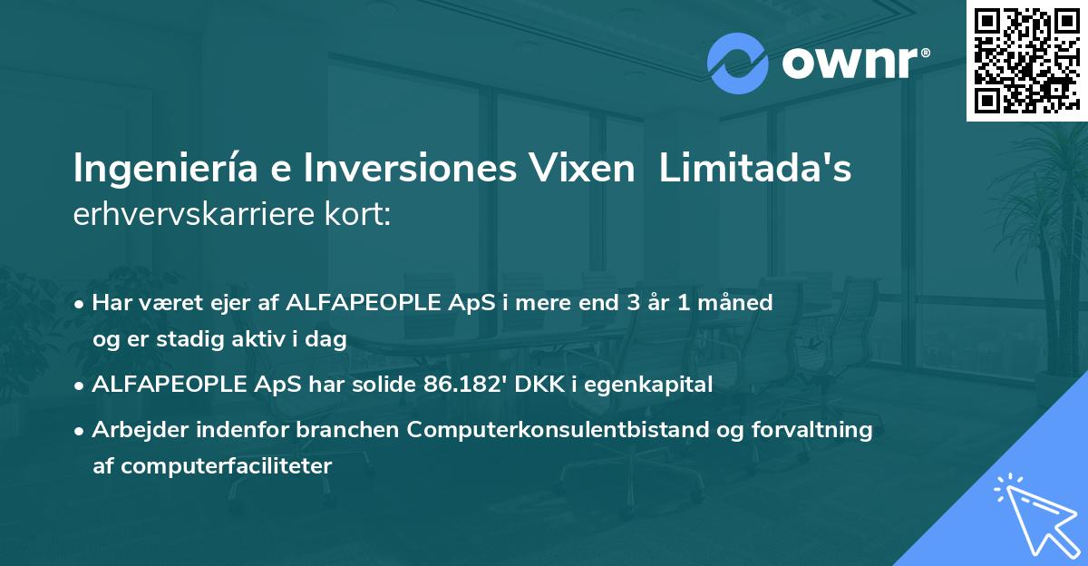 Ingeniería e Inversiones Vixen Limitada's erhvervskarriere kort
