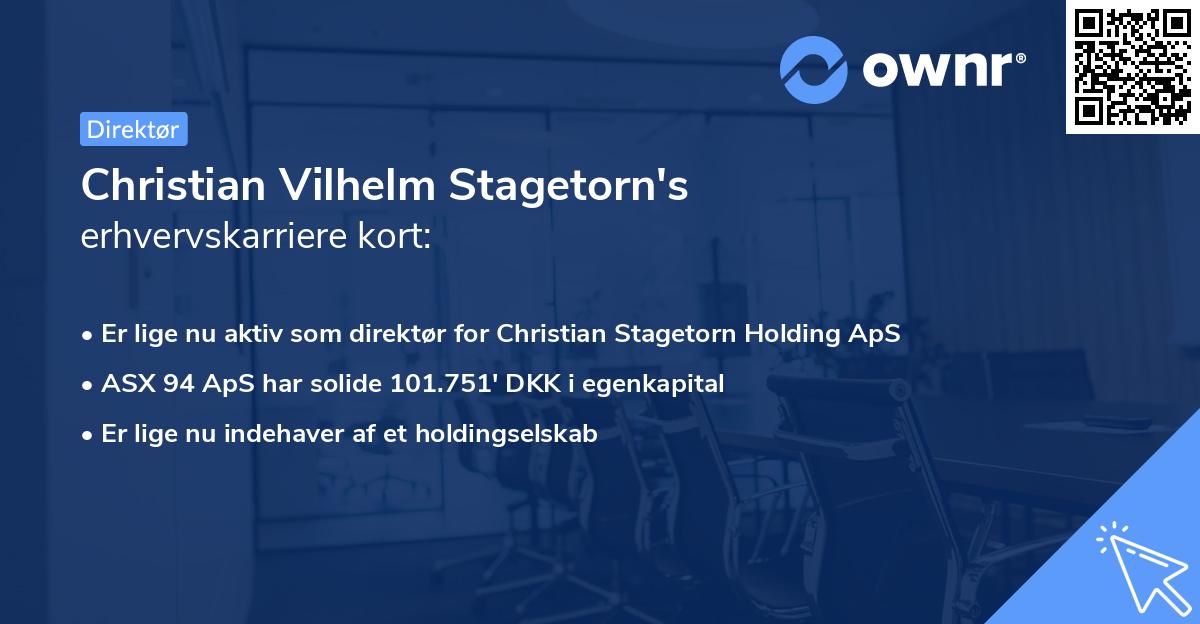 Christian Vilhelm Stagetorn's erhvervskarriere kort