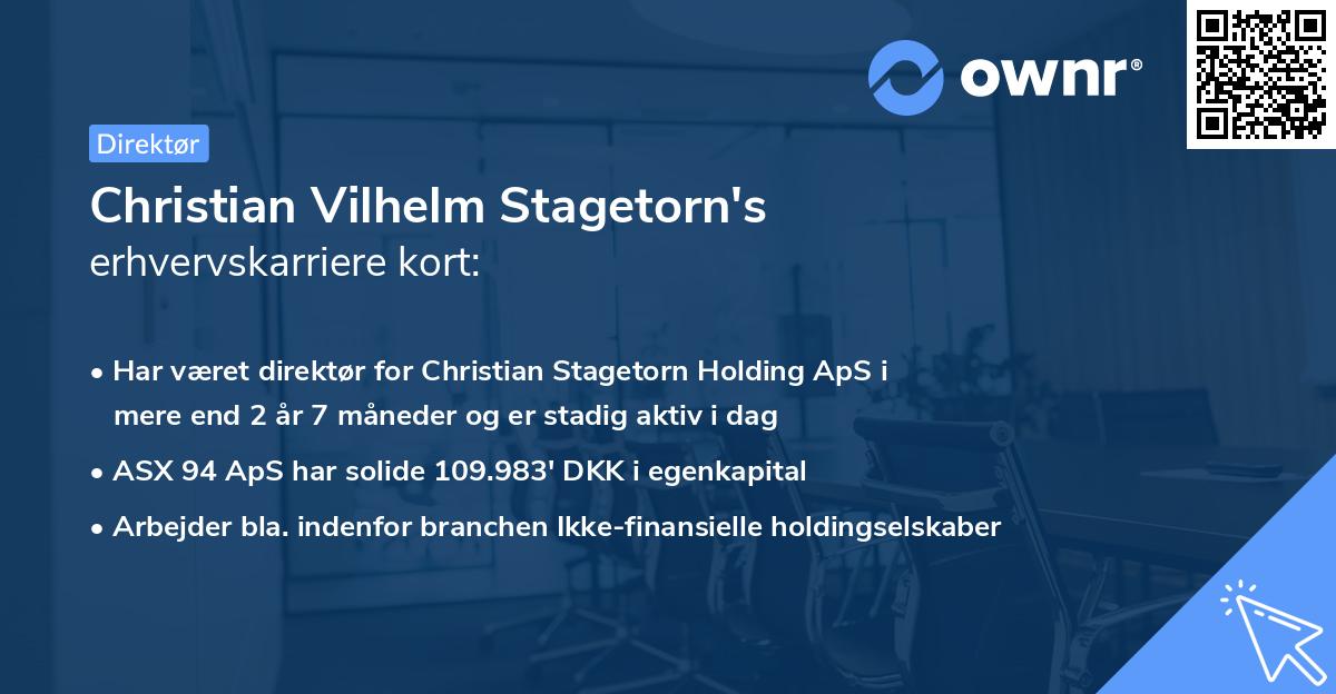Christian Vilhelm Stagetorn's erhvervskarriere kort