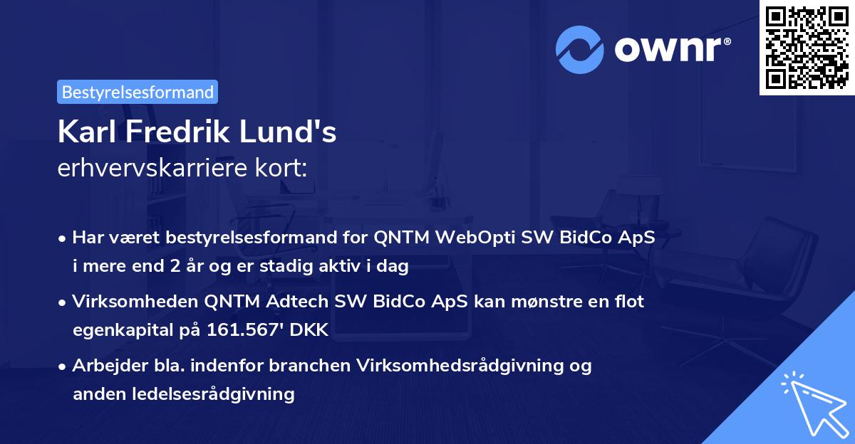 Karl Fredrik Lund's erhvervskarriere kort