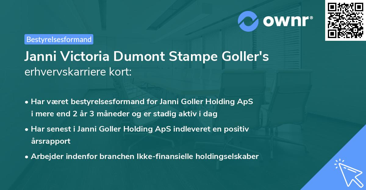 Janni Victoria Dumont Stampe Goller's erhvervskarriere kort