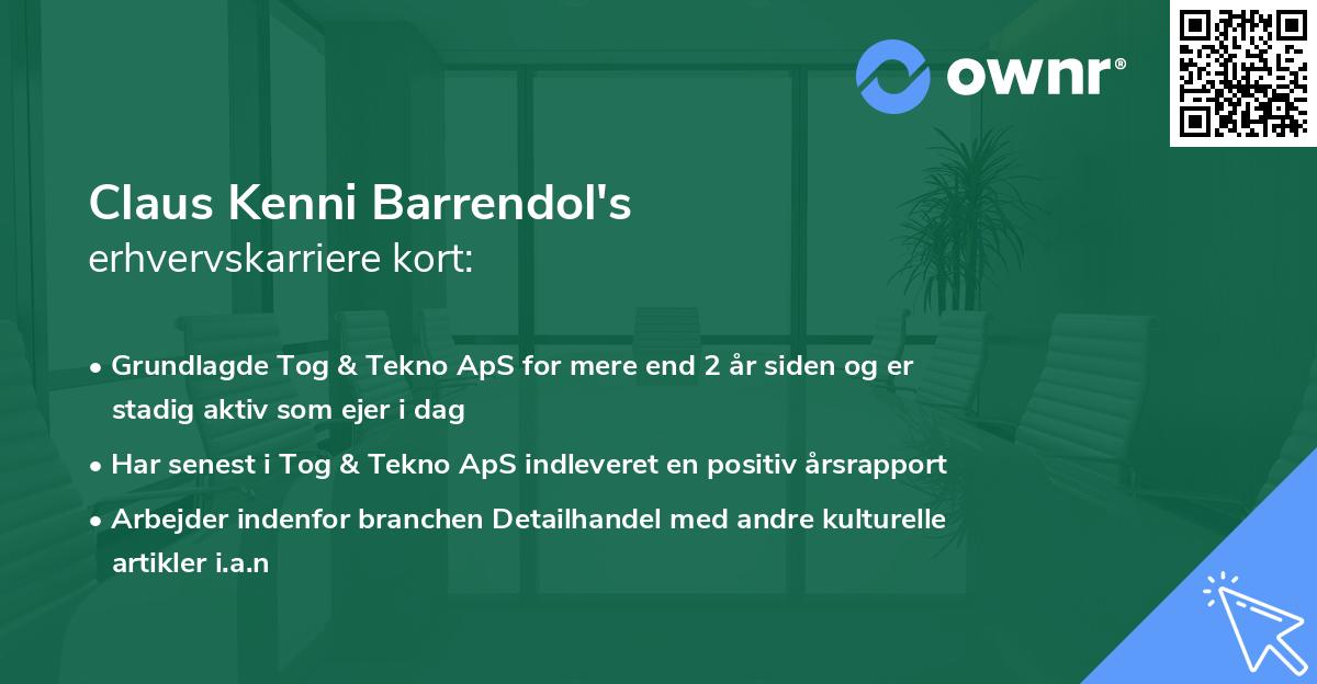 Claus Kenni Barrendol's erhvervskarriere kort