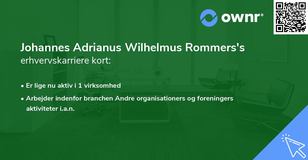 Johannes Adrianus Wilhelmus Rommers's erhvervskarriere kort