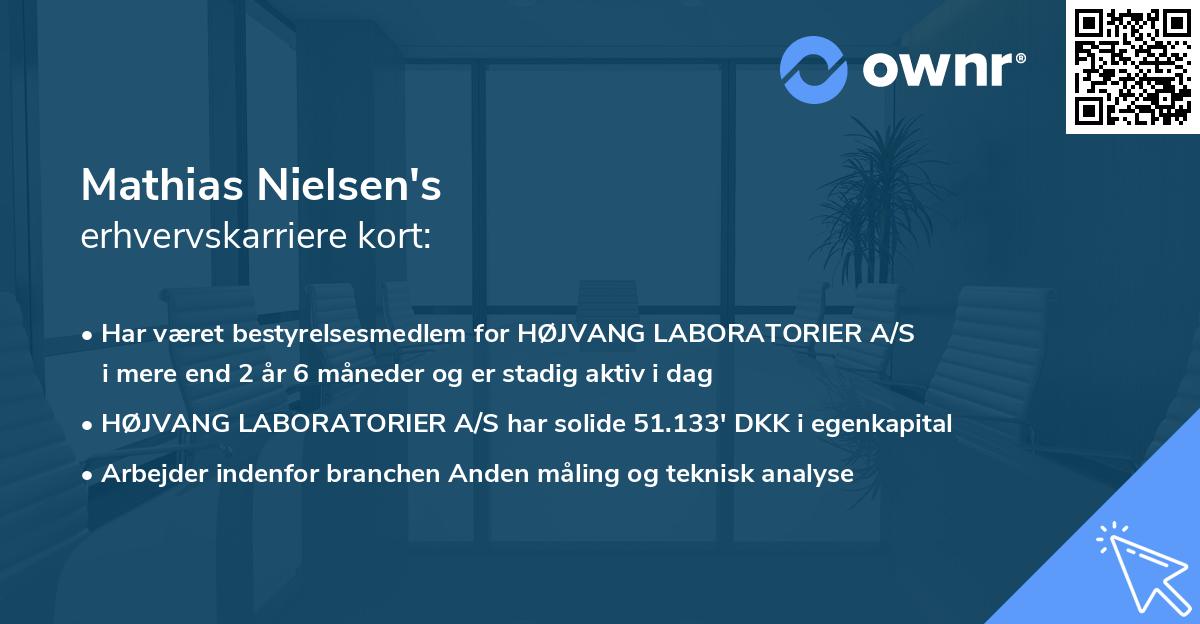 Mathias Nielsen's erhvervskarriere kort