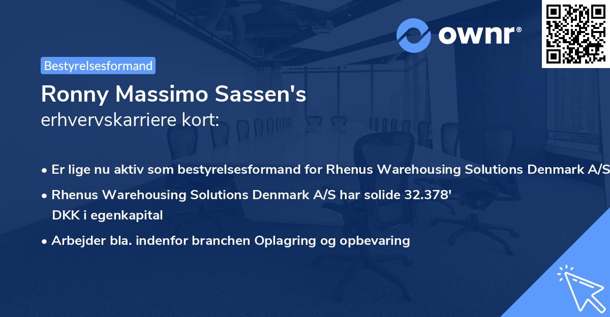 Ronny Massimo Sassen's erhvervskarriere kort