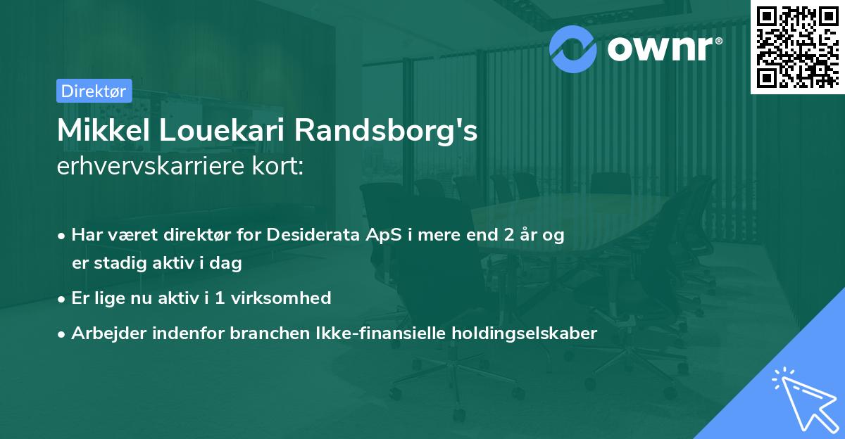 Mikkel Louekari Randsborg's erhvervskarriere kort