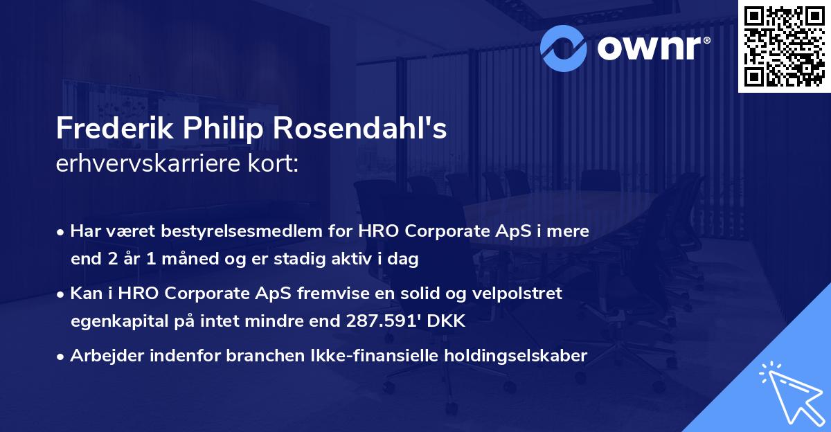 Frederik Philip Rosendahl's erhvervskarriere kort
