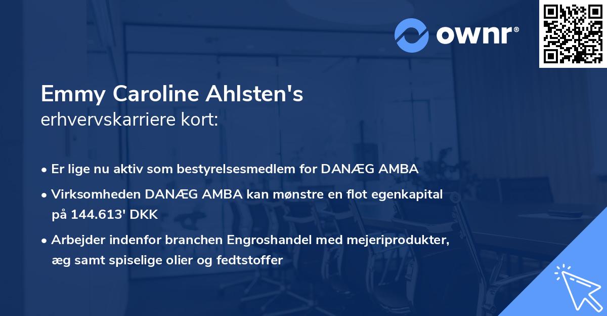 Emmy Caroline Ahlsten's erhvervskarriere kort