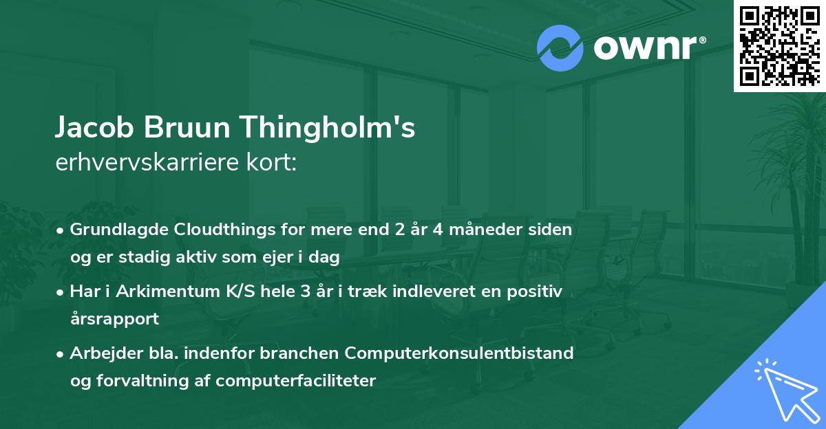 Jacob Bruun Thingholm's erhvervskarriere kort