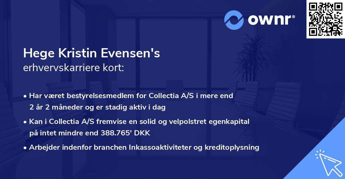 Hege Kristin Evensen's erhvervskarriere kort